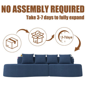 English Elm Modern Half Moon Chenille Sectional Three Seat Curved Sofa for Living Room or Apartment Navy W395P435340