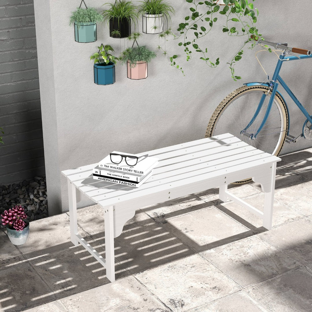 English Elm Outsunny Elegant Wooden Garden Bench, Curved Slatted Seat For Outdoor Comfort In White Finish W2225P174088-GIGA