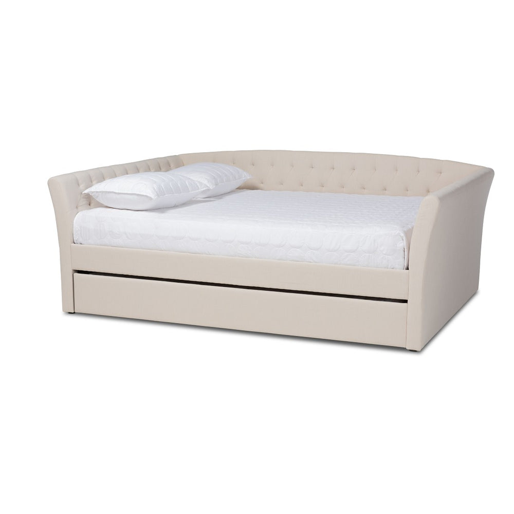 Baxton Studio Baxton Studio Delora Modern Beige Fabric Daybed with Roll-Out Trundle for Stylish Guest Comfort Full CF9044-Beige-Daybed-F/T