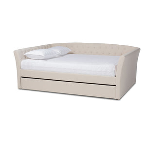 Baxton Studio Baxton Studio Delora Modern Beige Fabric Daybed with Roll-Out Trundle for Stylish Guest Comfort Full CF9044-Beige-Daybed-F/T
