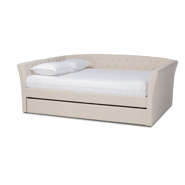 Baxton Studio Baxton Studio Delora Modern Beige Fabric Daybed with Roll-Out Trundle for Stylish Guest Comfort Full CF9044-Beige-Daybed-F/T