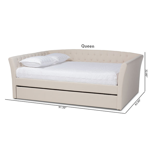 Baxton Studio Baxton Studio Delora Modern Beige Fabric Daybed with Roll-Out Trundle for Stylish Guest Comfort Full CF9044-Beige-Daybed-F/T
