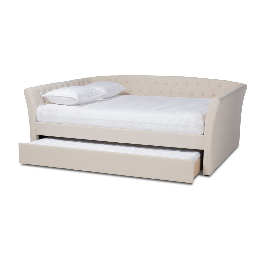Baxton Studio Baxton Studio Delora Modern Beige Fabric Daybed with Roll-Out Trundle for Stylish Guest Comfort Full CF9044-Beige-Daybed-F/T