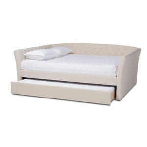 Baxton Studio Baxton Studio Delora Modern Beige Fabric Daybed with Roll-Out Trundle for Stylish Guest Comfort Full CF9044-Beige-Daybed-F/T