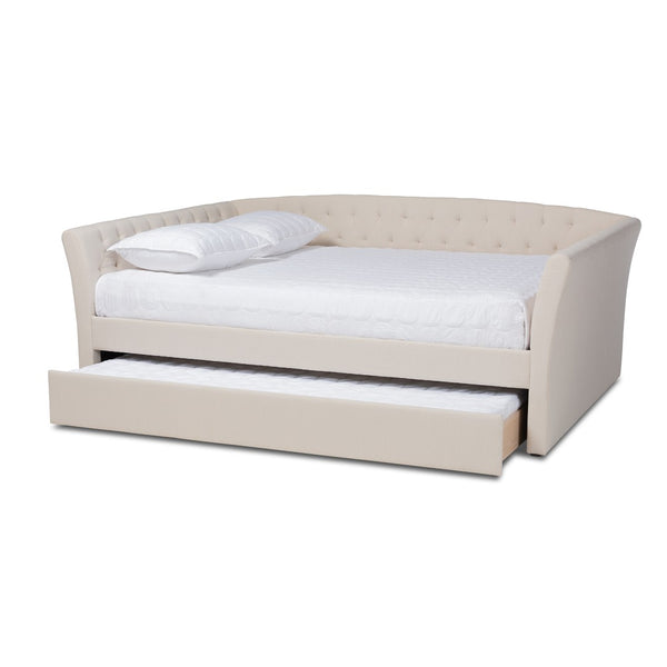 Baxton Studio Baxton Studio Delora Modern Beige Fabric Daybed with Roll-Out Trundle for Stylish Guest Comfort Full CF9044-Beige-Daybed-F/T