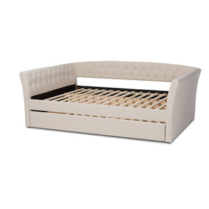 Baxton Studio Baxton Studio Delora Modern Beige Fabric Daybed with Roll-Out Trundle for Stylish Guest Comfort Full CF9044-Beige-Daybed-F/T