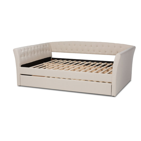Baxton Studio Baxton Studio Delora Modern Beige Fabric Daybed with Roll-Out Trundle for Stylish Guest Comfort Full CF9044-Beige-Daybed-F/T