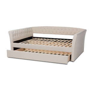 Baxton Studio Baxton Studio Delora Modern Beige Fabric Daybed with Roll-Out Trundle for Stylish Guest Comfort Full CF9044-Beige-Daybed-F/T