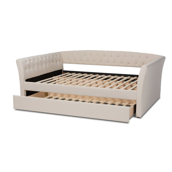 Baxton Studio Baxton Studio Delora Modern Beige Fabric Daybed with Roll-Out Trundle for Stylish Guest Comfort Full CF9044-Beige-Daybed-F/T