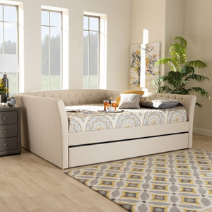 Baxton Studio Baxton Studio Delora Modern Beige Fabric Daybed with Roll-Out Trundle for Stylish Guest Comfort Full CF9044-Beige-Daybed-F/T
