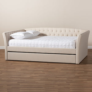 Baxton Studio Baxton Studio Delora Modern Beige Fabric Daybed with Roll-Out Trundle for Stylish Guest Comfort Full CF9044-Beige-Daybed-F/T