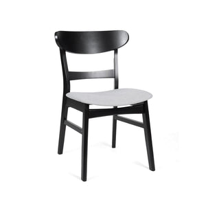 English Elm [video] Mid-century Modern Rubberwood Dining Set Seats Four with Upholstered Chairs N759S001001E