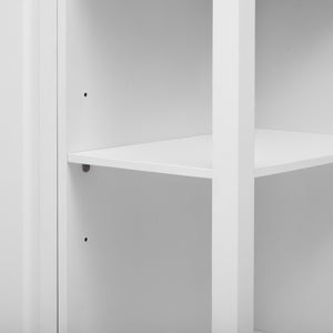 English Elm K&K 47 Inch Kitchen Island with Extendable Dining Table, Rolling Storage Cabinet, Built-In Power White N707P215327W