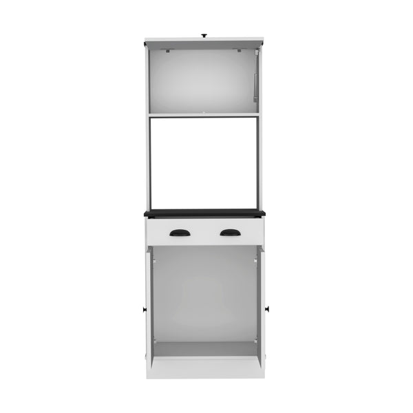 English Elm Apex Compact Kitchen Pantry 66.3" H with Drawer, 3 Shelves & Cabinets for Organized Storage White+Black 37.7 L x 20 W x 8.26 H B097P199737