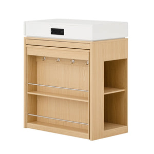 English Elm [video] Trexm Extendable Kitchen Island with Power Outlet Drawers and Rolling Base XW000028AAN