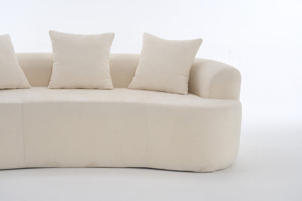 English Elm Crescent-shaped Chenille Loveseat Low Profile Curved Sofa for Modern Living Rooms White W5188P450354