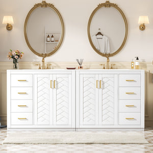 English Elm 72'' Bathroom Vanity With Ceramic Sink - Elegant Solid Wood Freestanding Set With Ample Storage & Soft-Close Doors N710SS00015K