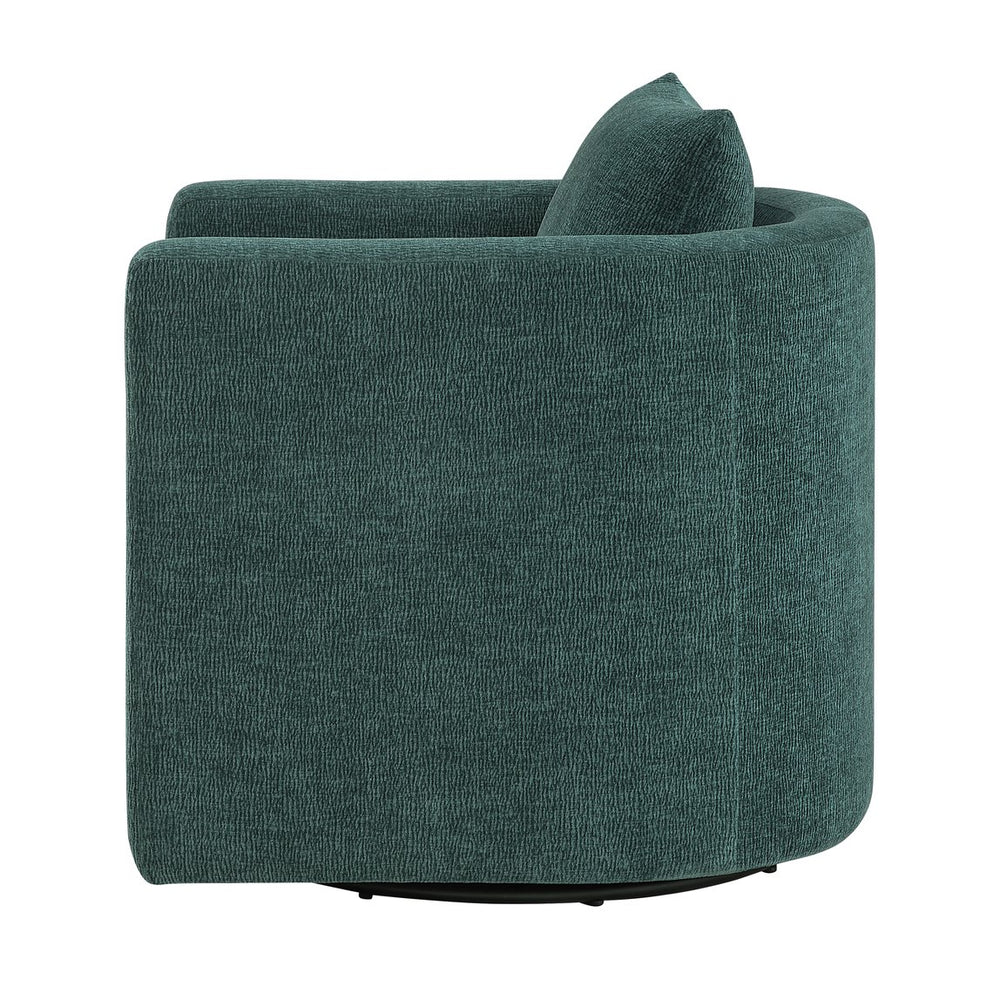English Elm Sutton Peacock Performance Fabric Swivel Barrel Chair — Stain-Resistant, Pocket Coil Seat, Reversible Cushions B050P322586