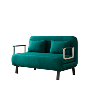 English Elm 39″ Convertible Chair Bed with Adjustable Backrest & Pillow, Steel-Frame Sleeper Chair for Small Spaces Comfortable Multifunctional Lounge Sofa Antique Green W1767P192816