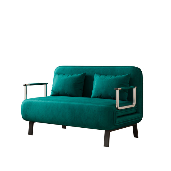 English Elm 39″ Convertible Chair Bed with Adjustable Backrest & Pillow, Steel-Frame Sleeper Chair for Small Spaces Comfortable Multifunctional Lounge Sofa Antique Green W1767P192816