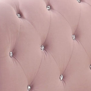 English Elm Adkins Pink Velvet Upholstered Daybed with Trundle Twin, Button-Tufted, Nailhead Trim, 330lb Capacity B2726S00407