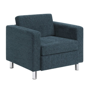 OSP Home Furnishings Pacific Club Armchair with Chrome Legs and Performance Fabric for Modern Living Rooms Armchair Navy PAC51-S76