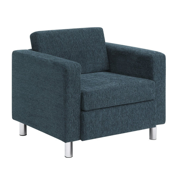 OSP Home Furnishings Pacific Club Armchair with Chrome Legs and Performance Fabric for Modern Living Rooms Armchair Navy PAC51-S76