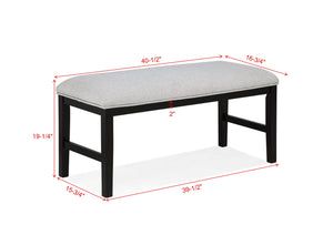 English Elm 1pc Upholstered Bench with Neutral Fabric and Dark Wood Legs for Stylish, Comfortable Dining Room Seating Black,Light Gray 18.25 L x 42 W x 6.25 H B2741P370415