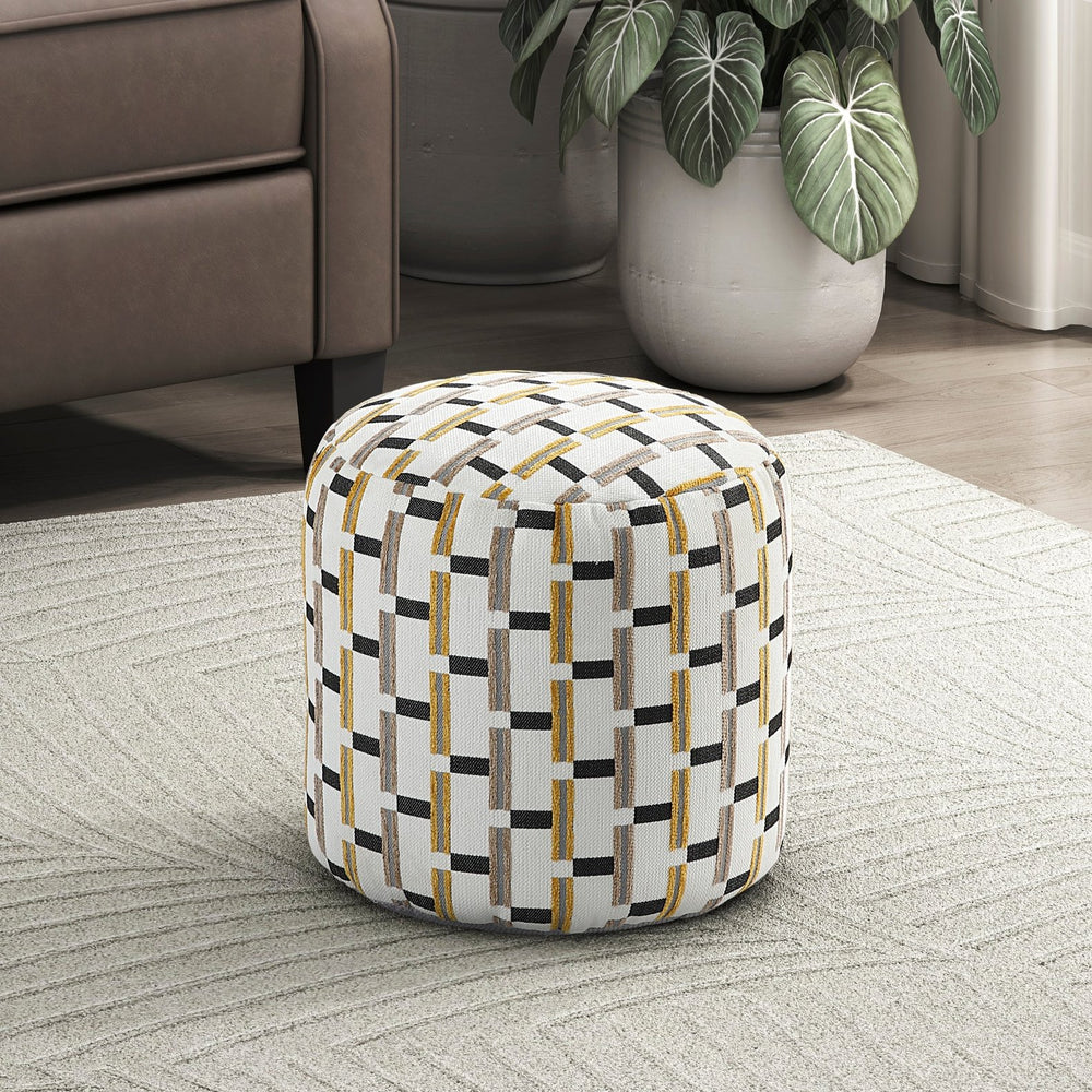 English Elm Cylindrical Multi-Color Pouf – Stylish Jacquard Upholstered Ottoman, Non-Slip Footstool & Chair B011P251653