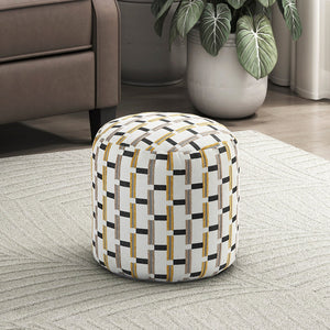 English Elm Cylindrical Multi-Color Pouf – Stylish Jacquard Upholstered Ottoman, Non-Slip Footstool & Chair B011P251653