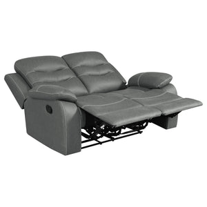 English Elm Kenneth Dark Grey Reclining Loveseat with Tufted Upholstery, Pillowtop Arms & Contrast Stitching B062P353278