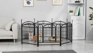English Elm Dog Playpen 8 Panel Heavy Duty Iron Pet Enclosure Foldable Indoor Outdoor Exercise Pen Black W368P233996