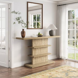 English Elm 63"vintage Walnut Console Table Two Open Shelves Slim Hallway Living Room Accent W757P399693