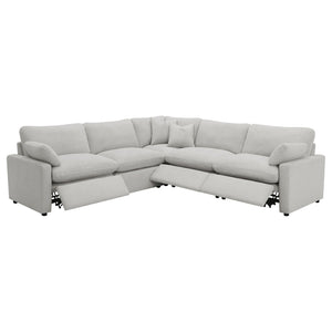 English Elm Hollander Modular Fabric Sectional with Three Power Recliners for Flexible Living Rooms B062S01810