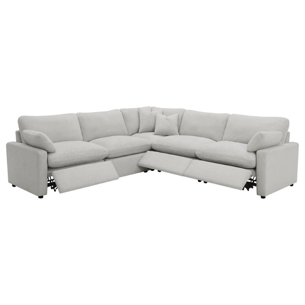 English Elm Hollander Modular Fabric Sectional with Three Power Recliners for Flexible Living Rooms B062S01810