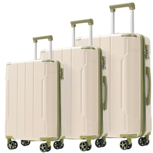 English Elm Luggage Set 3 Piece Abs Hard Shell Expandable Suitcase with Tsa Lock Spinner Wheels White+Green N730P296765I