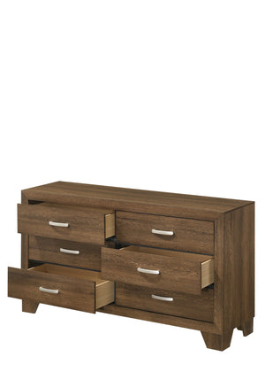 English Elm Miquell Modern Oak-Style Dresser with Six Smooth-Glide Drawers, Geometric Block Legs, Durable Finish Oak 63 L x 20 W x 33 H B2726P261893