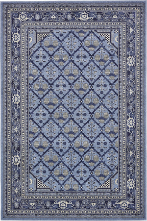 Unique Loom La Jolla Trellis Machine Made Geometric Rug Blue, Blue/Ivory/Navy Blue/Light Blue 6' 1" x 9' 0"