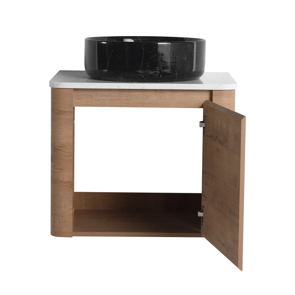 English Elm 24'' Wall-Mounted Bathroom Vanity With Ceramic Sink, Soft-Close Door & Space-Saving Design For Style W999S00396