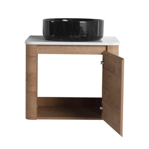 English Elm 24'' Wall-Mounted Bathroom Vanity With Ceramic Sink, Soft-Close Door & Space-Saving Design For Style W999S00396