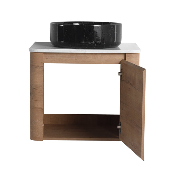 English Elm 24'' Wall-Mounted Bathroom Vanity With Ceramic Sink, Soft-Close Door & Space-Saving Design For Style W999S00396