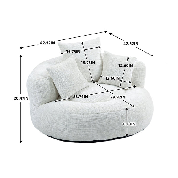 English Elm Lazy Sofa Oversized Ergonomic Bean Bag Lounger with High Wrap Back, Plush Chenille Foam Comfort for Living Room, Bedroom, Office Beige W395P252048