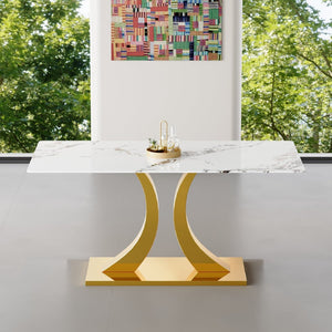 English Elm Only Tempered Glass Dining Tabletop Pandora White Pattern Glossy Scratch Resistant Surface W2920P356919