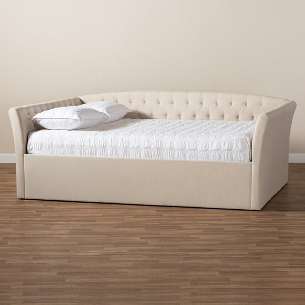 Baxton Studio Baxton Studio Delora Elegant Beige Upholstered Queen Daybed with Button Tufting & Easy Assembly CF9044-B-Beige-Daybed-Q