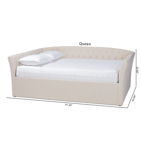 Baxton Studio Baxton Studio Delora Elegant Beige Upholstered Queen Daybed with Button Tufting & Easy Assembly CF9044-B-Beige-Daybed-Q