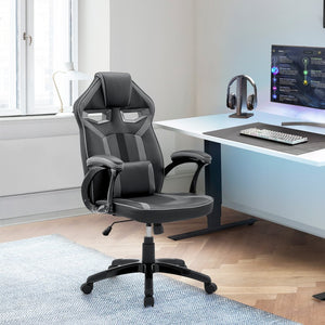 English Elm Aspect Racing Style Gaming Chair Faux Leather Mesh High Back with Lumbar Pillow B2736P464851