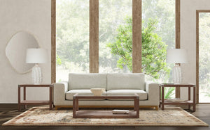 Basset Mirror Calum Cocktail Table - Rustic Solid Wood With Glass Top & Cane Shelf, Coastal Farmhouse Charm Brown Rubberwood,Glass,Cane 9675-lr-100