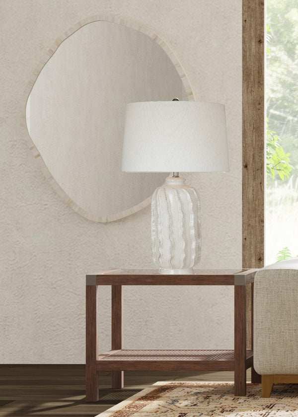 Basset Mirror Calum End Table - Coastal Farmhouse Design With Glass Top & Cane Inserts For A Tranquil Living Space Brown Rubberwood,Glass,Cane 9675-lr-200