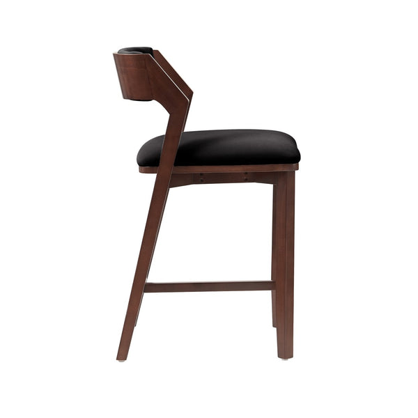 English Elm Counter Stool Velvet Upholstered Walnut Frame with Gold Footrest for Kitchen Bar B365P398016