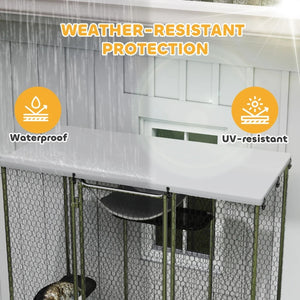 English Elm Pet Catio Walk-in Outdoor Enclosure Galvanized Steel Mesh Weatherproof Cat Habitat T3971P476743